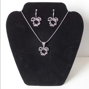 Mouse Head Silver Necklace & Earrings